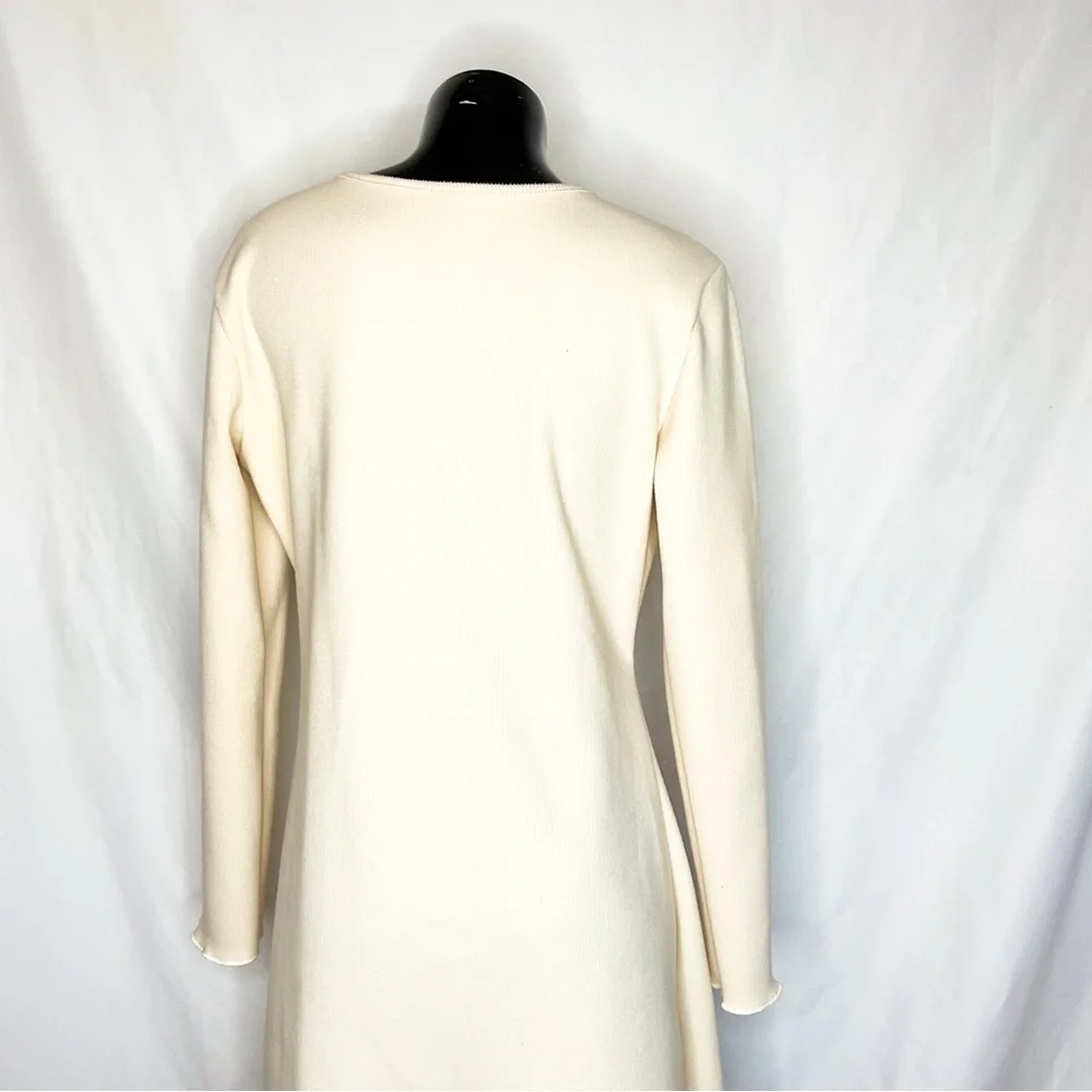 Elegant Cream Dress with Black Bow & pearl details - Picture 7 of 11